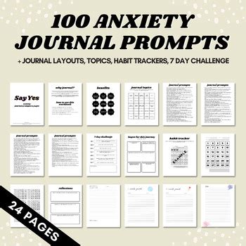 Anxiety Journal Prompts Journal Writing Mental Health CBT Coping Skills