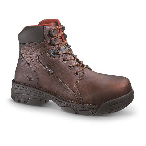 Men S Wolverine Falcon 6 Composite Toe Boots Brown 592627 Work Boots At Sportsman S Guide