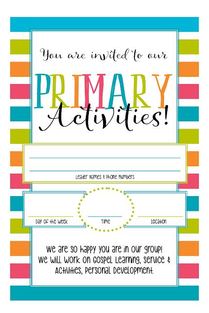 Primary Activity Ideas: Primary Activities Kit