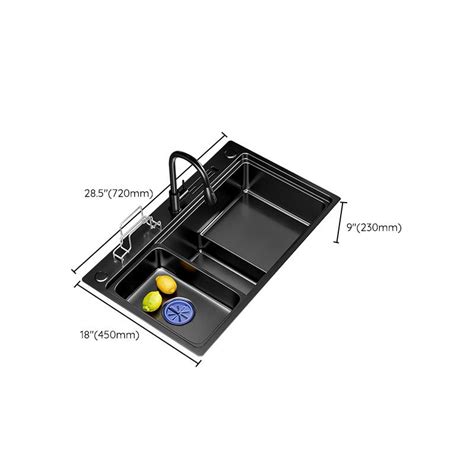 Contemporary Style Kitchen Sink Stainless Steel Kitchen Double Sink Clearhalo