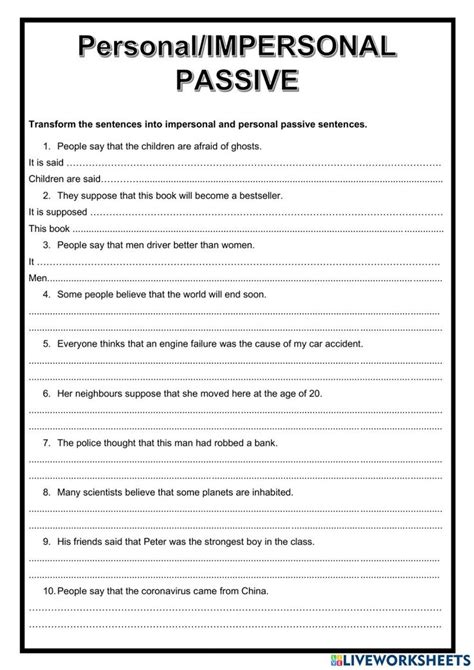 Ejercicio Interactivo De Personal Impersonal Passive In 2023 Sentences Person How To Become