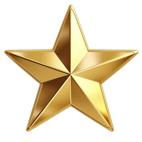 Glossy Five Pointed Golden Star Isolated On Transparent Background AI