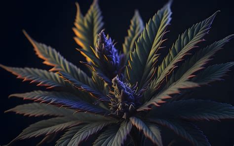 Premium Ai Image A Cannabis With A Purple And Green Leaf That Is Lit