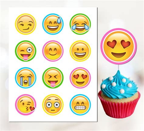 Emoji Cupcake Toppers Printable