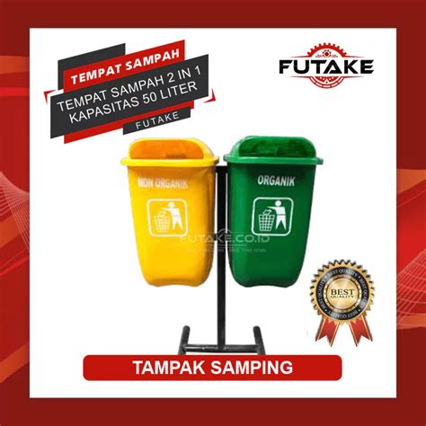 Tempat Sampah 2 In 1 Kapasitas 50 Liter Fiberglass Tempat Pembuangan