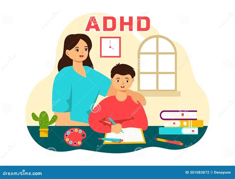 Adhd Or Attention Deficit Hyperactivity Disorder Vector Illustration