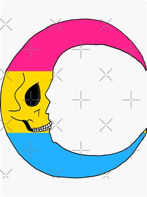 Pansexual Pride Skull Moon Sticker For Sale By Littlehorrors Redbubble