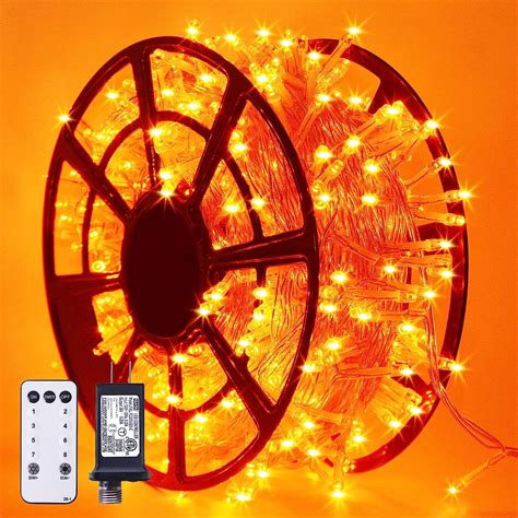 JMEXSUSS 600 LED Thanksgiving Lights Outdoor 8 Modes Orange Christmas