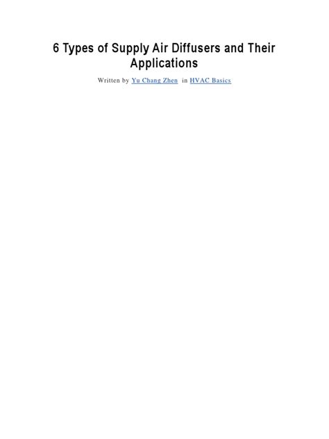 6 Types of Supply Air Diffusers and Their Applications | PDF | Duct ...