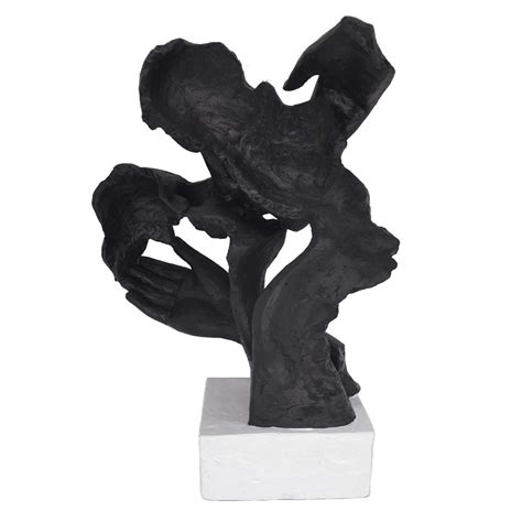 38cm Black Polyresin Kissing Couple Sculpture