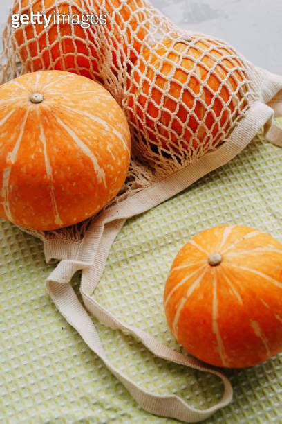 Mesh Shopping Bag With Vegetables Autumn Pumpkin Harvest