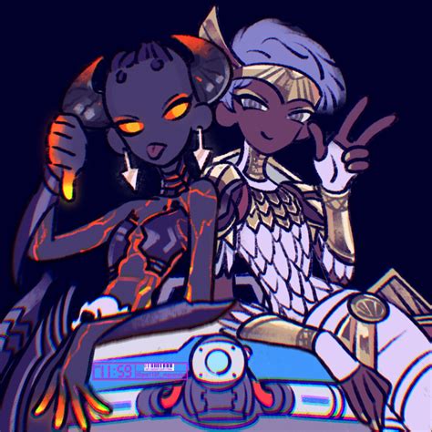 Safebooru 2girls Apex Legends Black Background Black Hair Colored