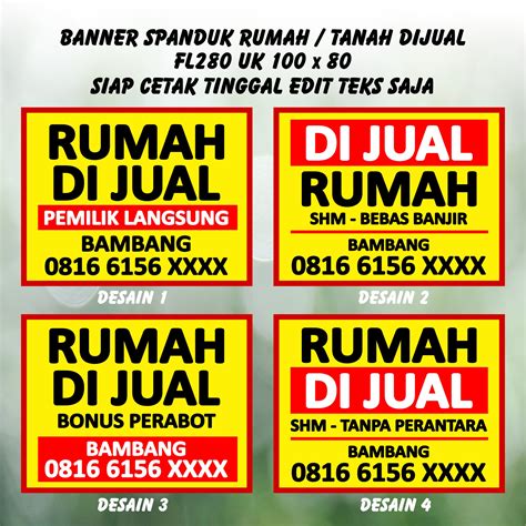 Spanduk Banner Rumah Dijual Tanah Di Jual Disewakan Ukuran X Cm