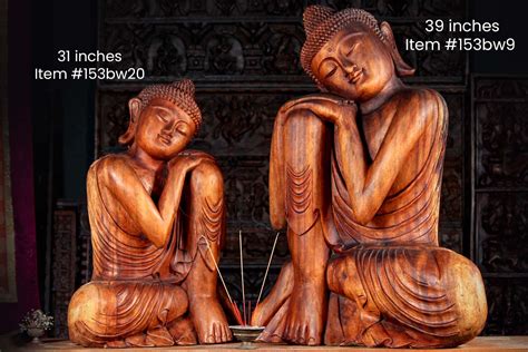 Dreaming Buddha Statue Hand Carved Wood Buddha Statue In Peaceful