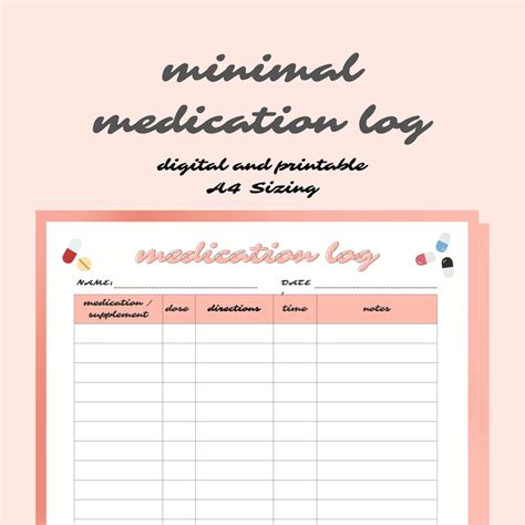 Printable Medication Log Ready To Print Medication Log Chart Etsy