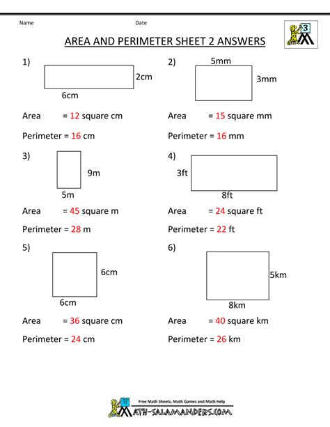 Area And Perimeter Worksheets Area And Perimeter