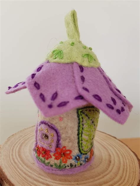 Tooth Fairy House With A Purple Roof Felt