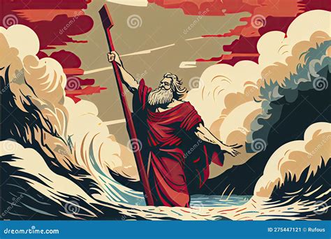 Biblical And Religion Vector Illustration Series Moses Held Out His