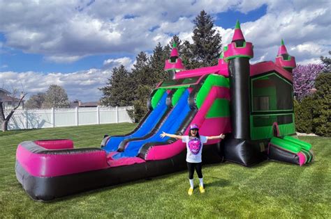 Neon Bounce House Slide Combo (Wet or Dry) - Bounce My House Party Rentals