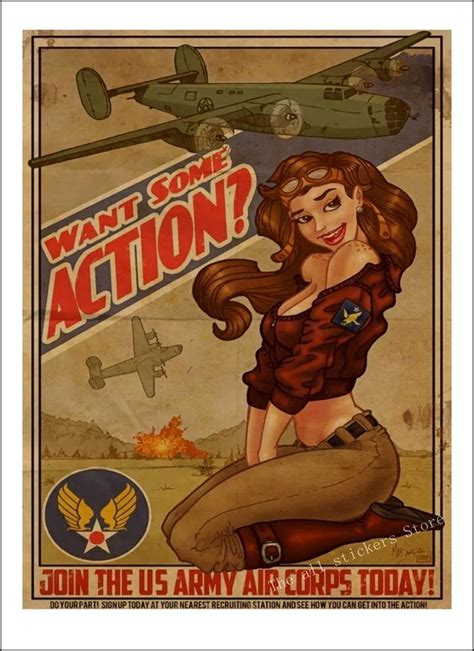 Best Offers World War II PINUP GIRLS Classic Retro Kraft Paper Poster