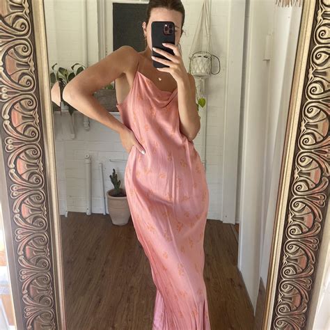 Sportsgirl Size 10 Silk Slip Dress With Cow Neck Depop