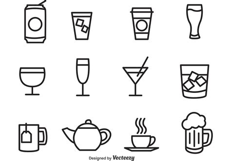 Outlined Drink Vector Icons 89880 Vector Art At Vecteezy