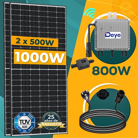 1000W Kit Solar Fotovoltaico Autónomos 2 Panel Solar de 500W Deye