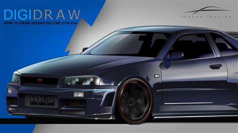 Nissan Skyline Gtr R How To Draw A Car Youtube