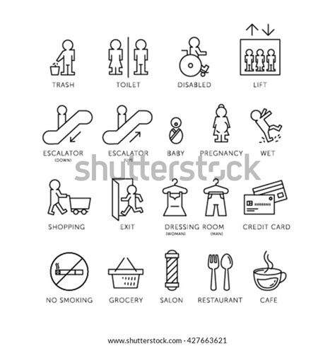 Set Wayfinding Signboard Signage Symbol Icon Stock Vector (Royalty Free) 427663621