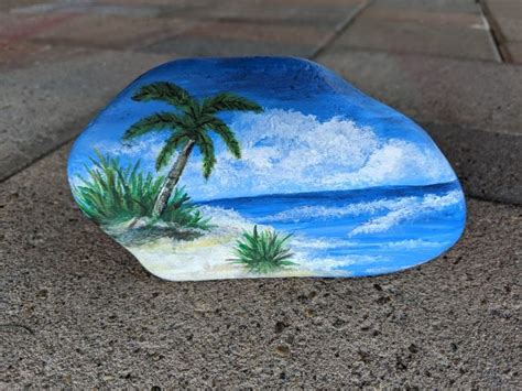 Beach Rock Painting In Painted Rocks Rock Painting Designs