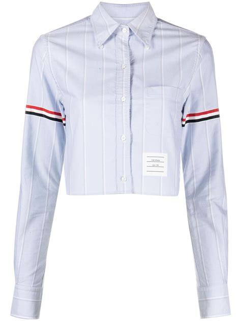 Thom Browne Rwb Stripe Cotton Shirt Blue Farfetch Uk