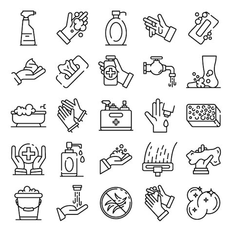 Premium Vector Sanitation Icons Set Outline Style