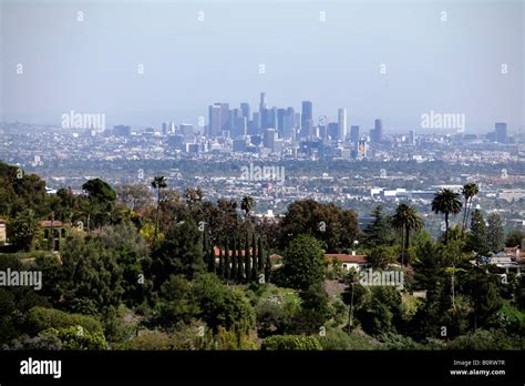 View Of Downtown Los Angeles From Beverly Hills Usa Stock Photo Alamy