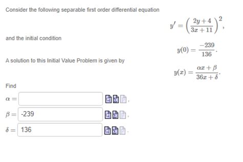 Solved Consider The Following Separable First Order Differential