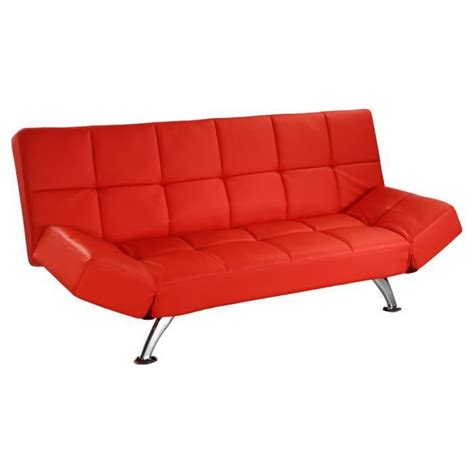 Canap Lit Convertible Kliklak Rouge En Pu Achat Vente Canap