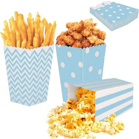 Lot De 24 Boîtes À Popcorn En Papier Rayé Pour Popcorn Bonbons