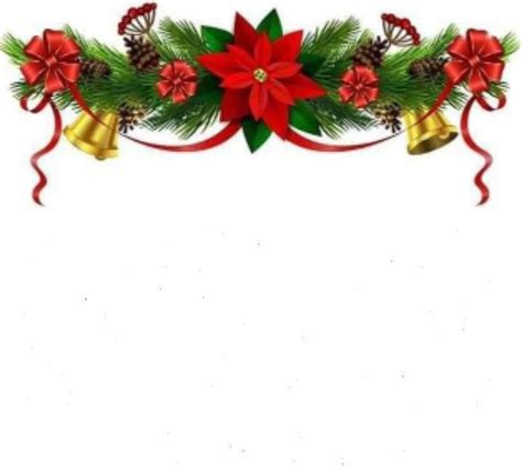 A Christmas Border With Bells And Poinsettis On It S Side