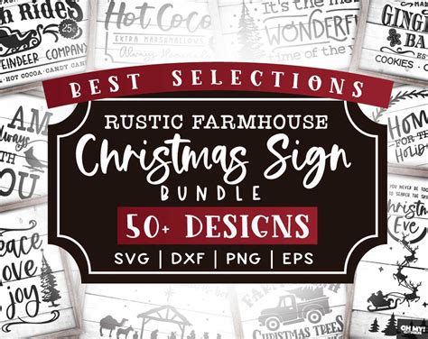 Farmhouse Christmas Svg Rustic Sign Decor Bundle With Png Eps Dxf