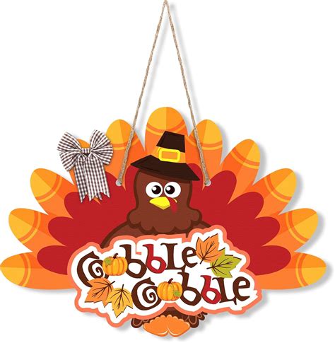 Thanksgiving Door Decorations Wooden Turkey Door Hanger