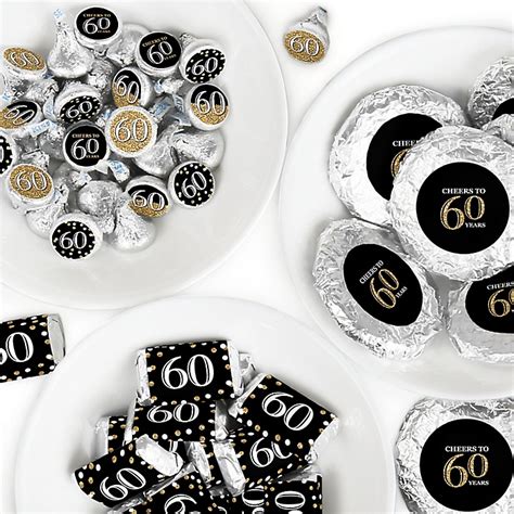 Adult 60th Birthday Gold Mini Candy Bar Wrappers Round Candy