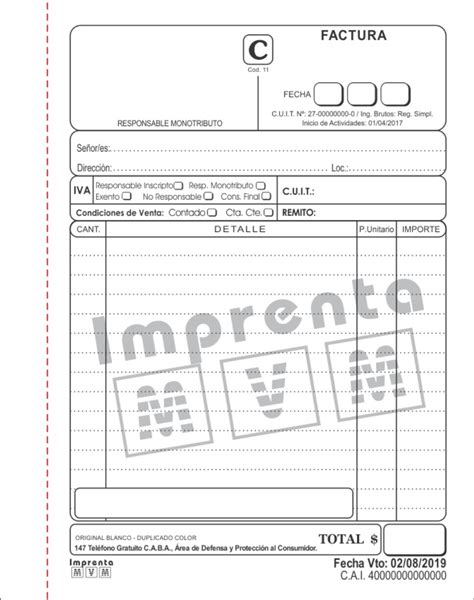 Talonarios Factura A B C R X Imprenta Monte Castro Imprenta Mvm