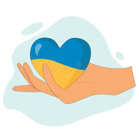 Ukraine Vector Illustration Hand Holding Heart In Colours Of National