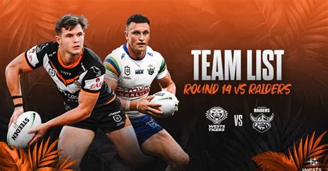 Team List Round 14 Wests Tigers Vs Raiders Wests Tigers