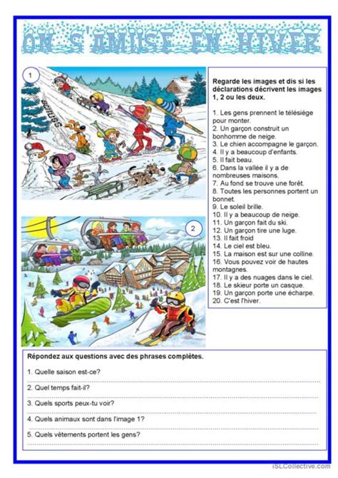 28 Hiver Français Fle Fiches Pedagogiques Pdf And Doc