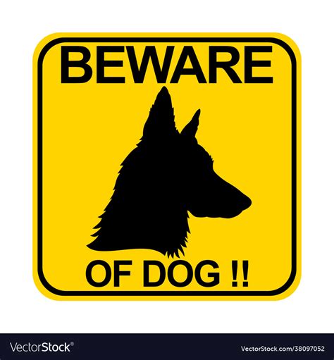 Attention Sticker Beware Dog Sign Royalty Free Vector Image