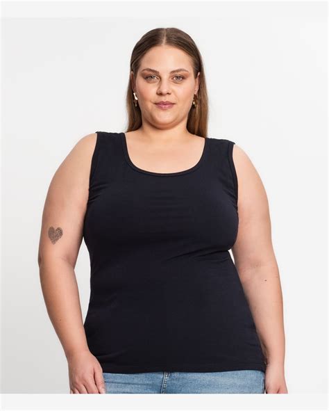 Riachuelo Regata Cotton B Sica Plus Size Feminina Kohmar Preto