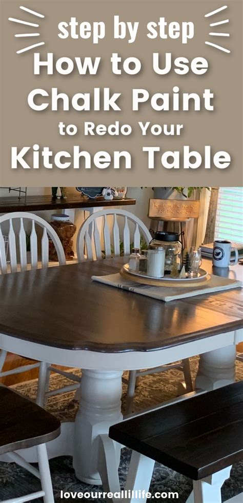 Kitchen Table Makeover Using Chalk Paint And Wood Stain Dining Room