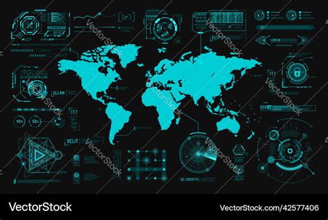 Hud Hologramm Schnittstelle Erde Digitale Karten Diagramme