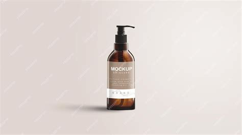 Premium PSD | Mockup packaging glass pump bottle label psd