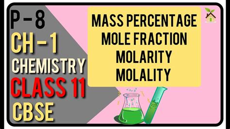 Mass Percentage Mole Fraction Molarity Molality Class Chemistry